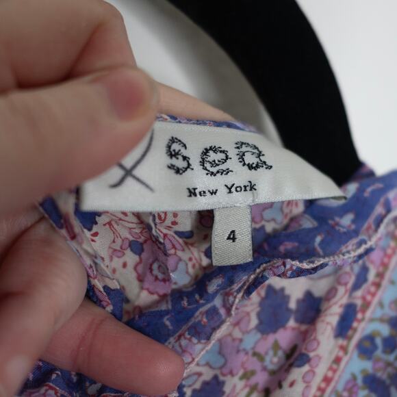 SEA New York Bianca Tunic Mini Dress Violet Floral Print Flutter Sleeve SZ 4 US - Picture 7 of 7